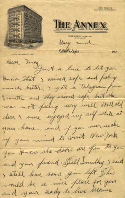 Image of page one of letter by OLP