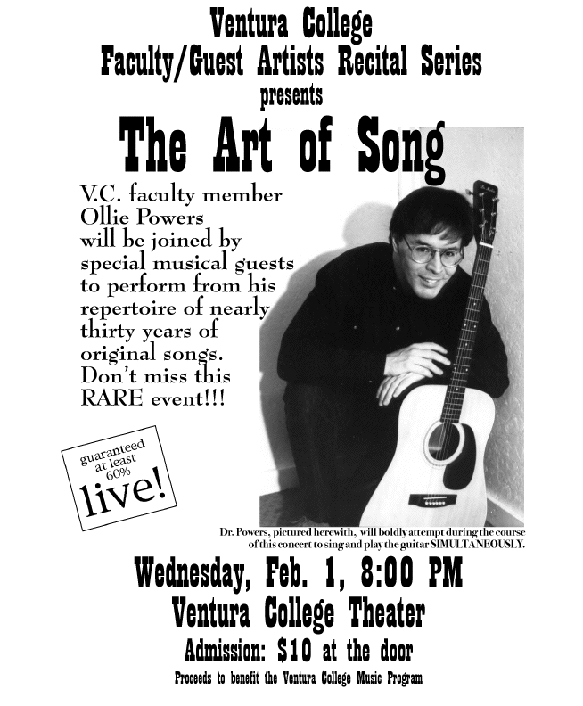 Flyer for my "Art of Song" concert