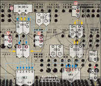 Buchla synthesizer and patch diagram
